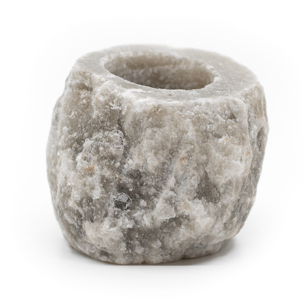 Zoutsteen Waxinelichthouder Grijs (400 – 700 gram) ca. 9 x 9 x 10 cm