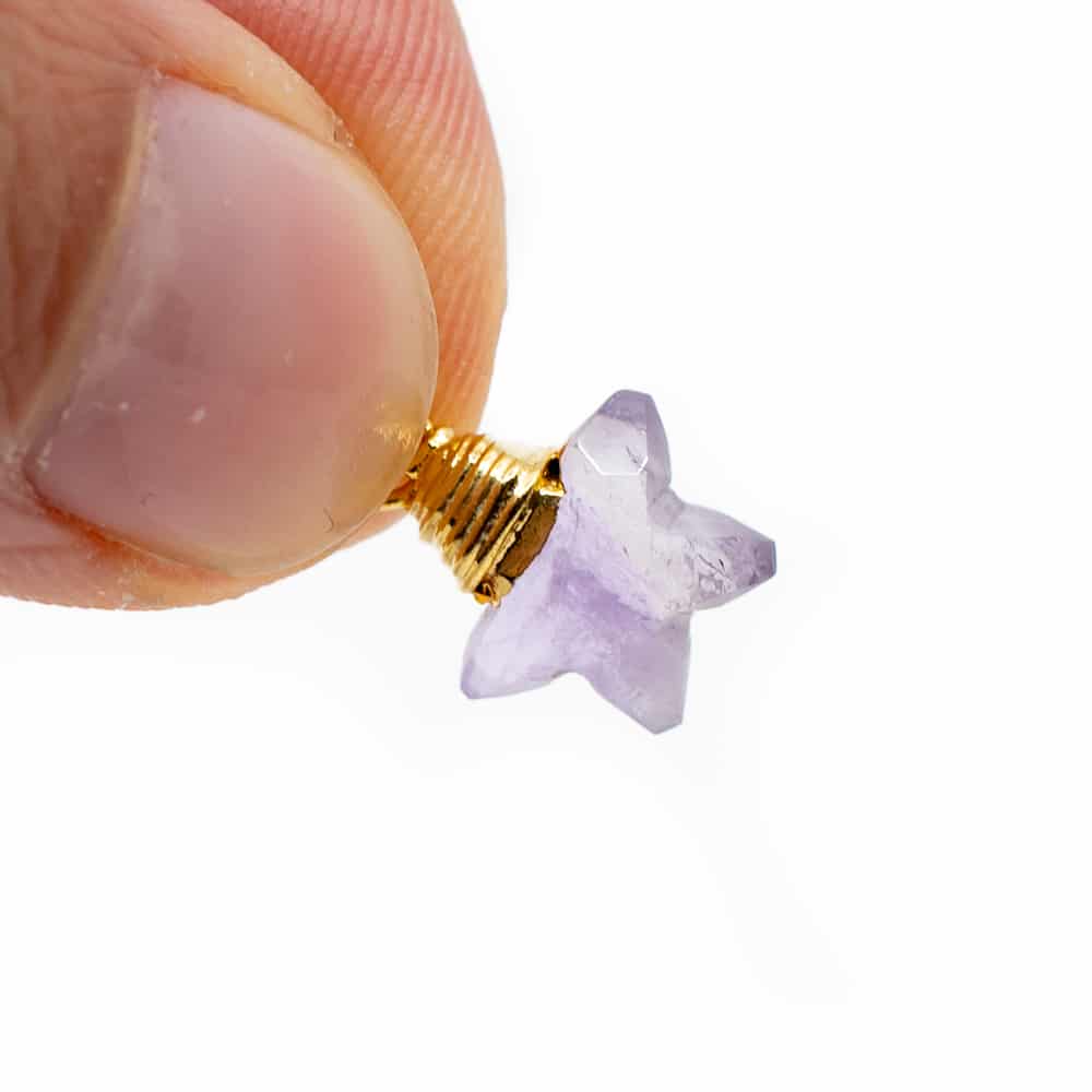 Geboortesteen Hanger Ster Februari Amethist 925 Zilver (10 mm)