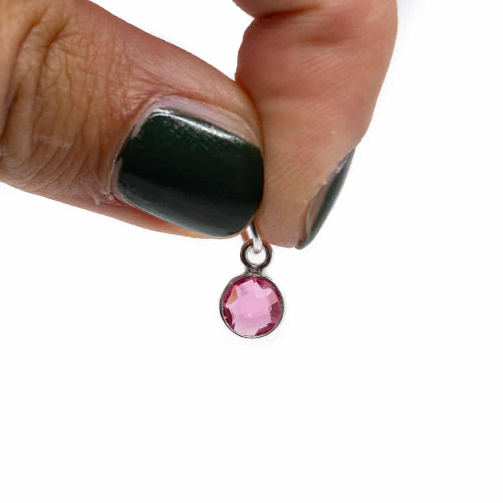 Geboortesteen Hanger Oktober Roze Toermalijn 925 Zilver (6 mm)