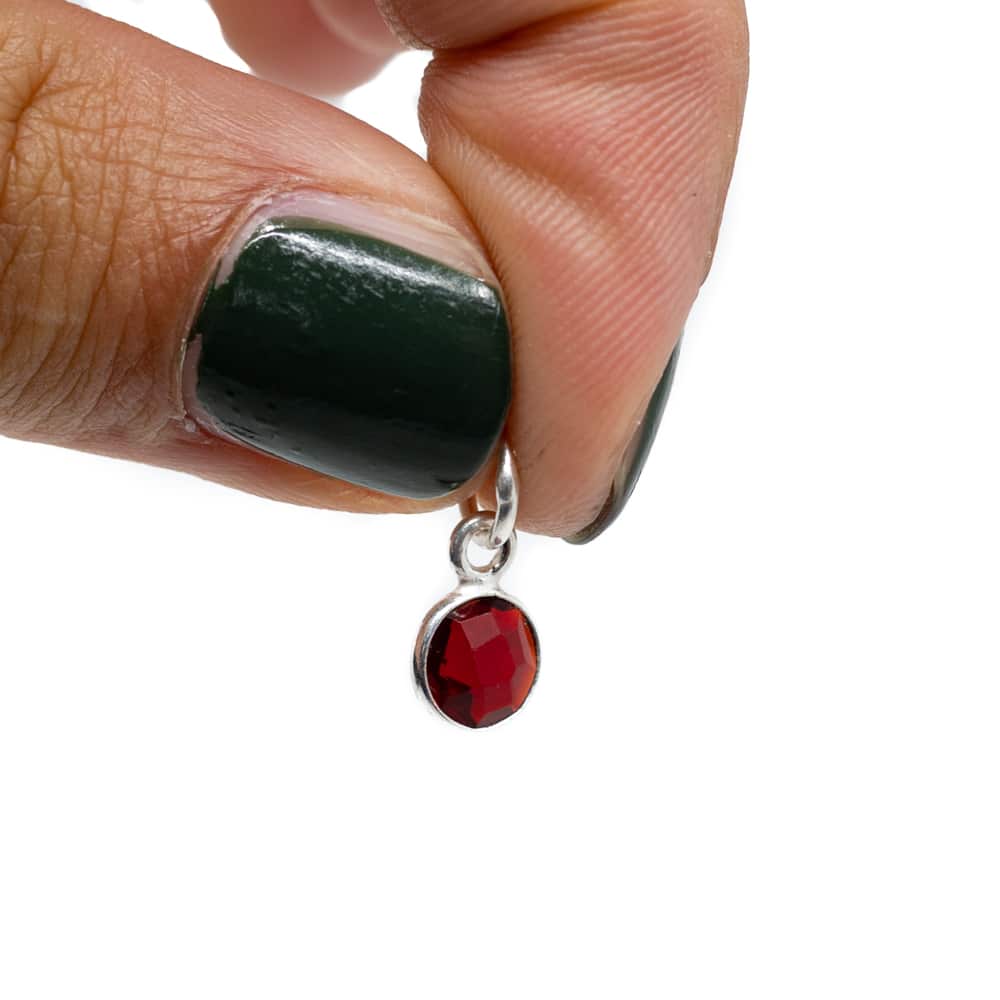 Geboortesteen Hanger Januari Granaat 925 Zilver (6 mm)