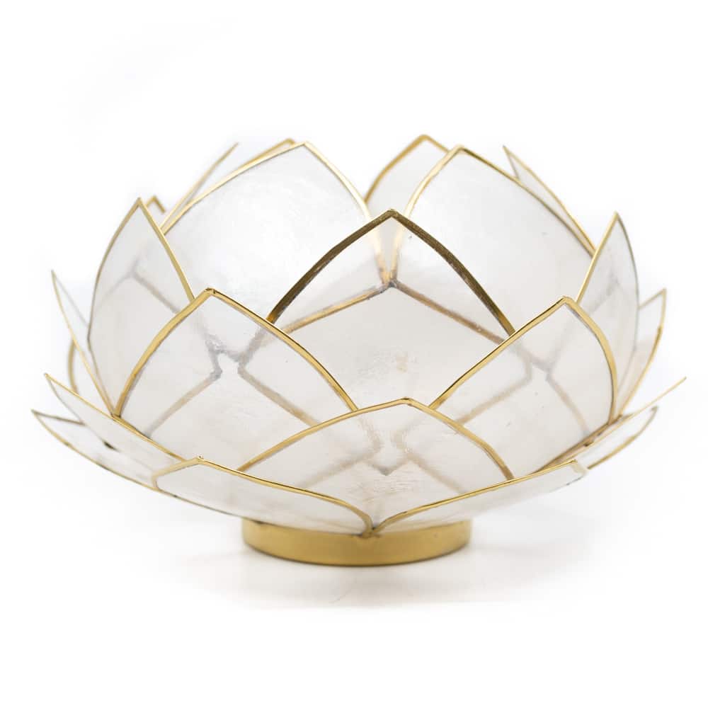Lotus Sfeerlicht Naturel Goudrand – Groot