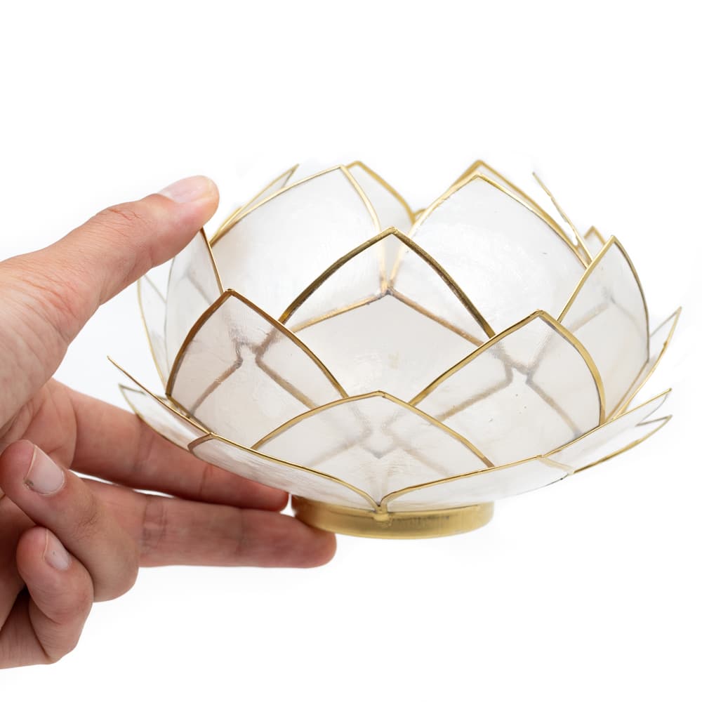 Lotus Sfeerlicht Naturel Goudrand – Groot