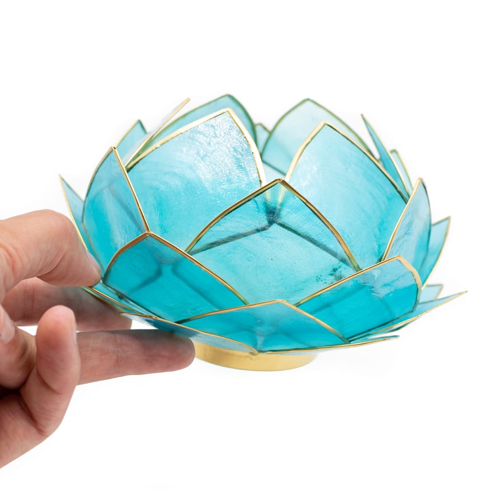 Lotus Sfeerlicht Blauw Goudrand Groot