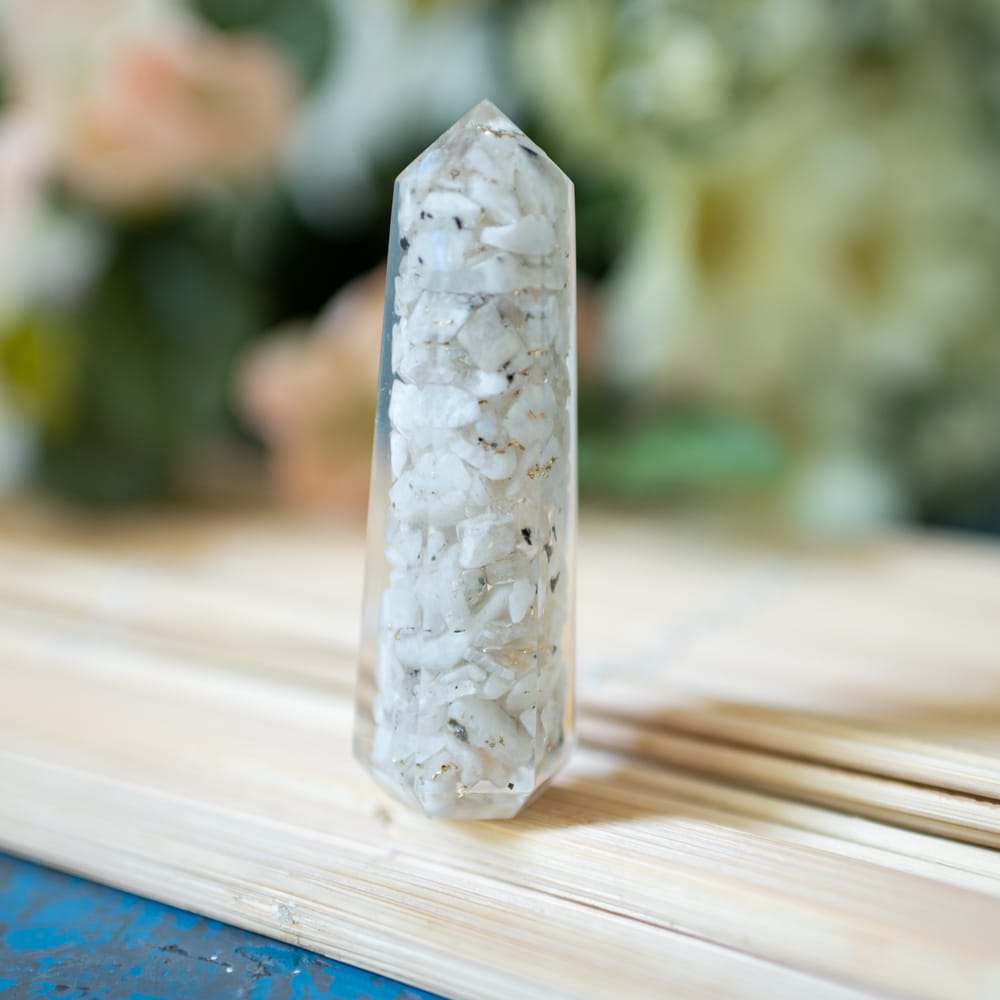 Orgonite Obelisk Regenboog Maansteen (70 mm)