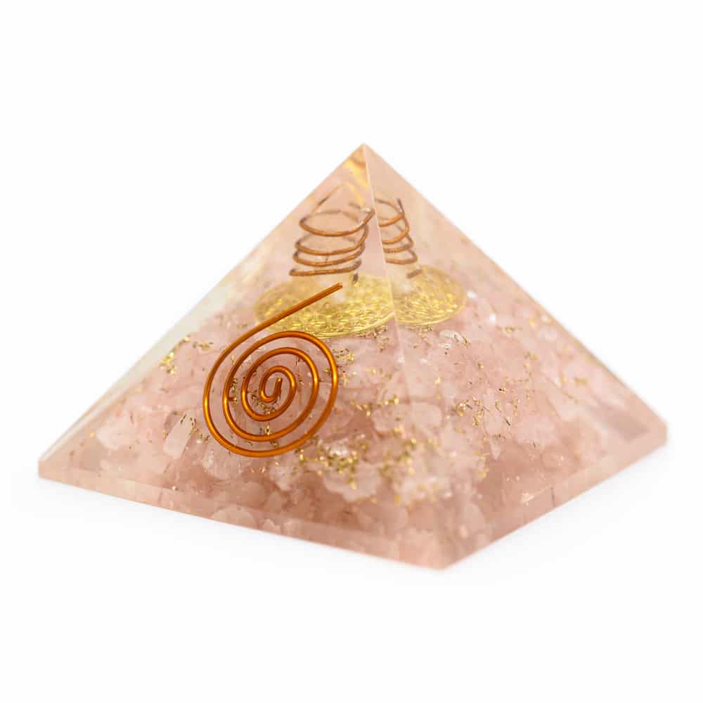 Orgonite Piramide Rozenkwarts – Flower of Life – (40 mm)