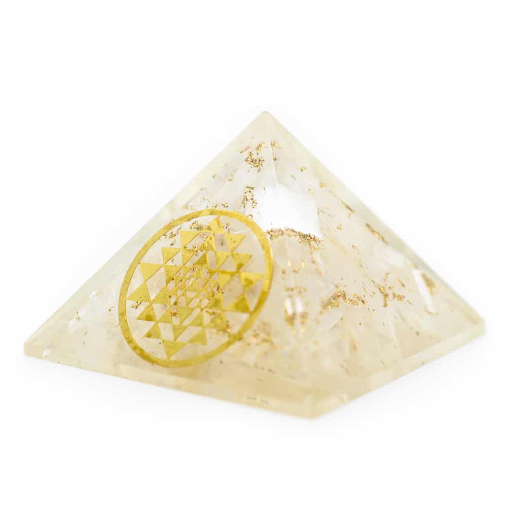 Orgonite Piramide Seleniet – Sri Yantra – (40 mm)