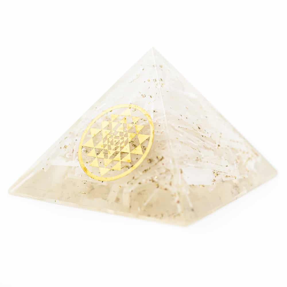 Orgonite Piramide Seleniet – Sri Yantra – (70 mm)