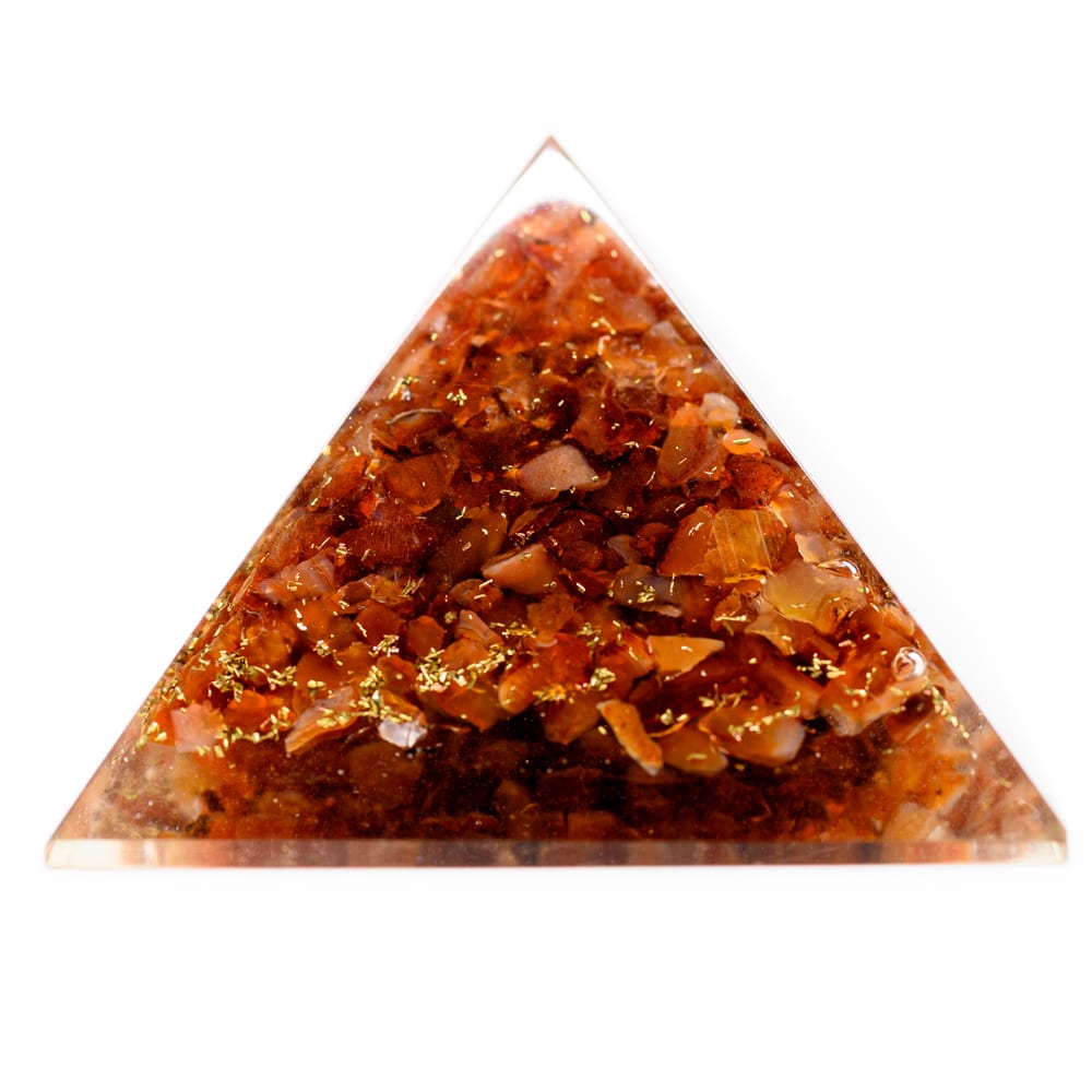 Orgonite Piramide Carneool – Heiligbeenchakra – (70 mm)
