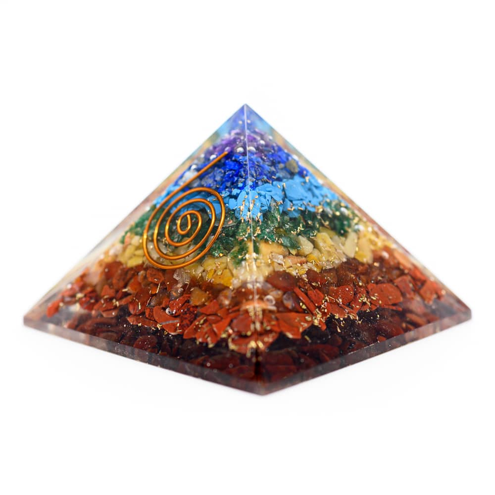 Orgonite Piramide 7 Chakra – Koperen Spiraal – (40 mm)