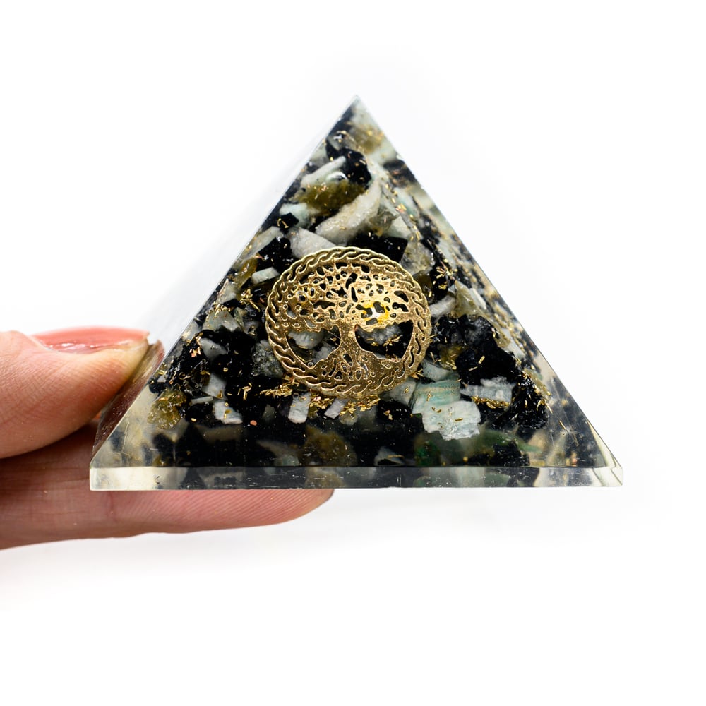 Orgonite Piramide Chrysocolla – Tree of Life – (40 mm)