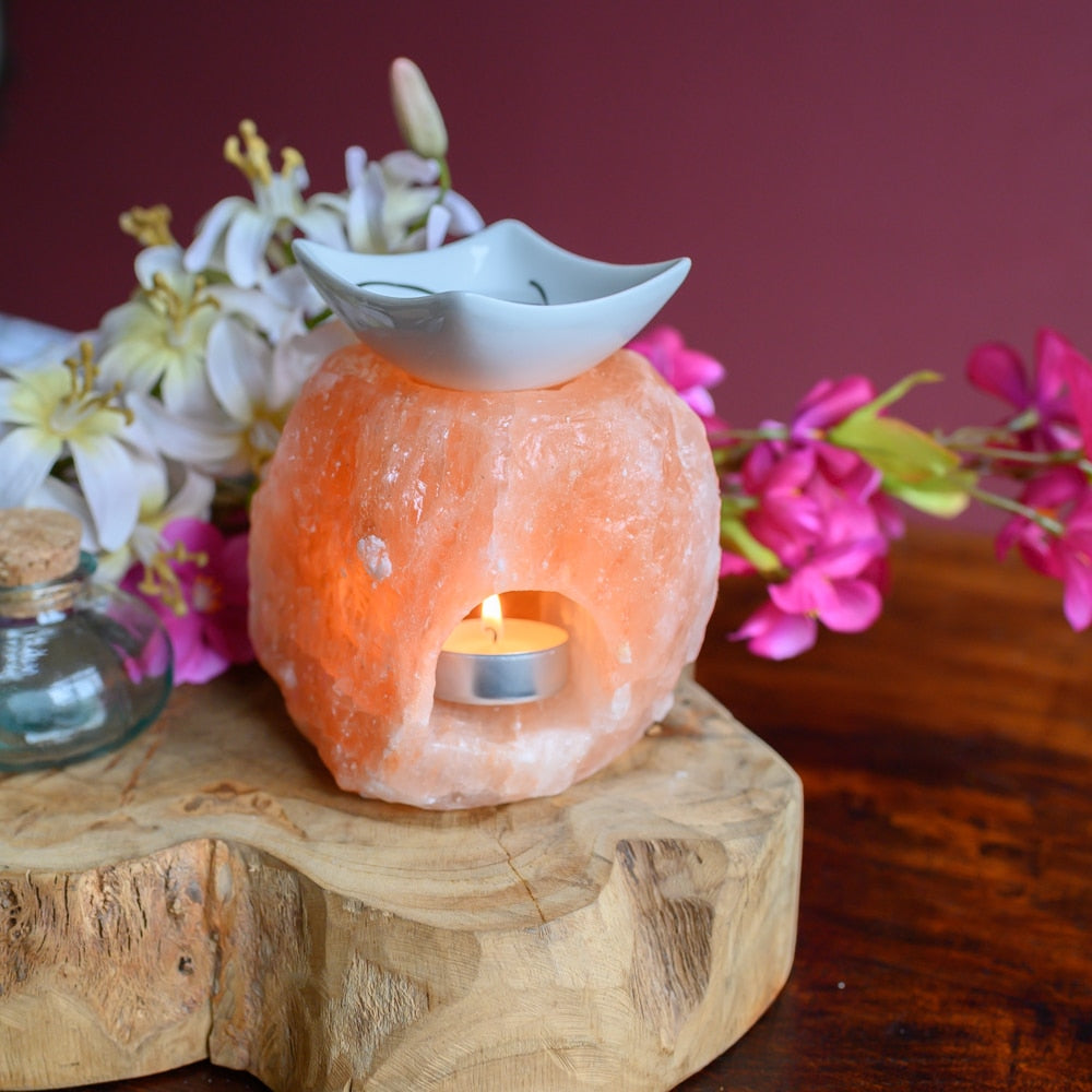 Zoutsteen Waxinelichthouder Oranje Aroma Diffuser (1 kg) 10 x 9 x 9 cm
