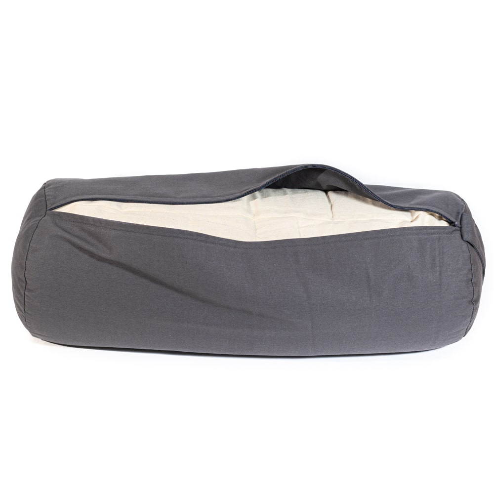 Yoga Bolster Antraciet Rond Katoen – Effen – 59 x 21,5 cm