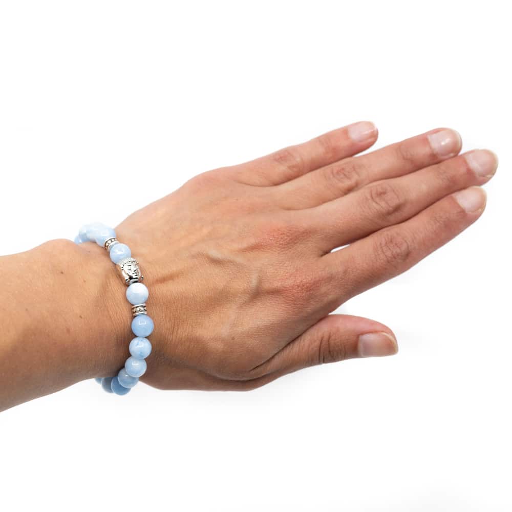 Edelsteen Armband Blauwe Agaat met Boeddha