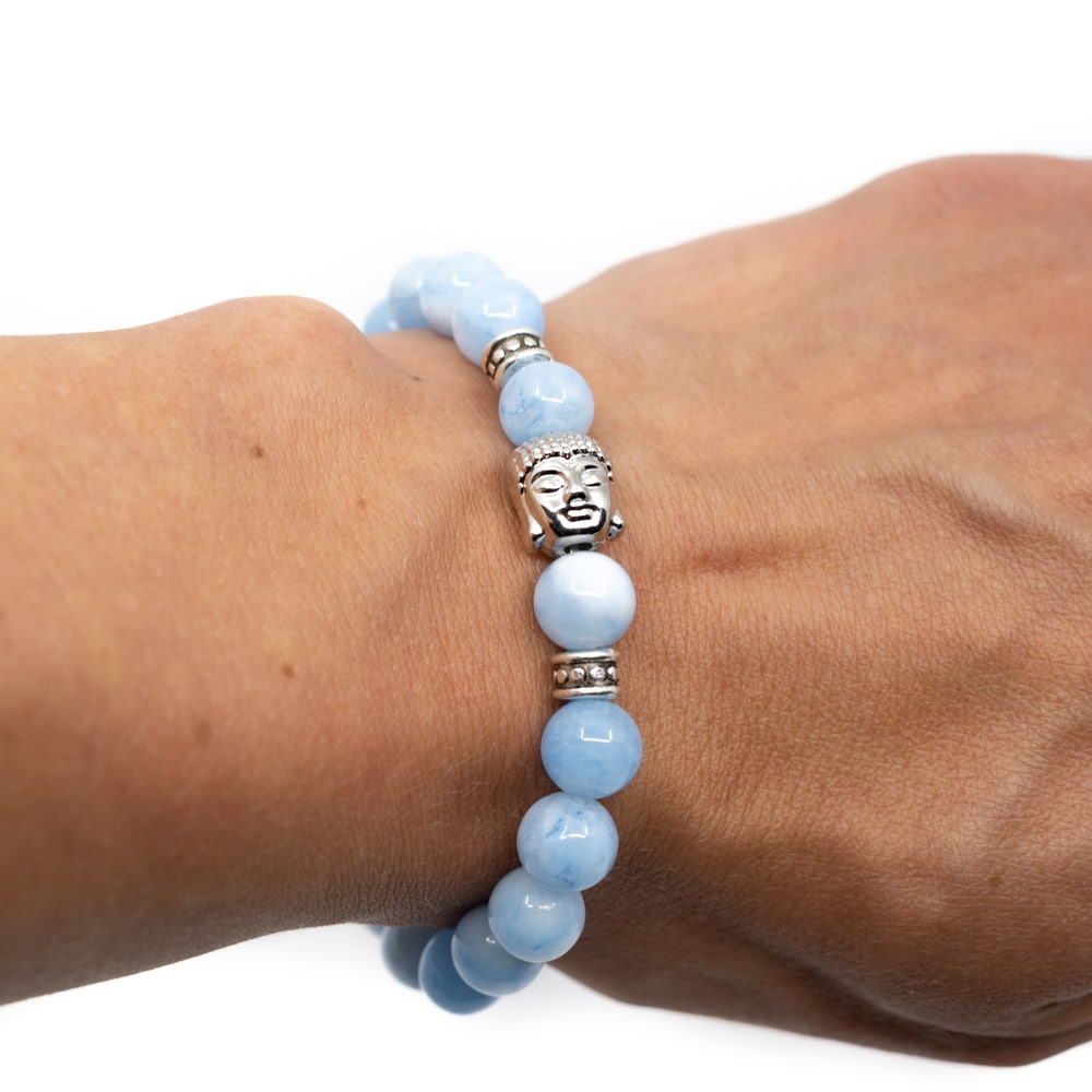 Edelsteen Armband Blauwe Agaat met Boeddha