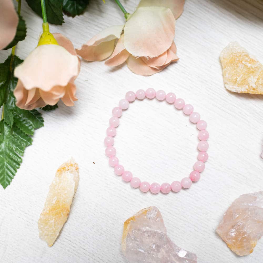 Edelsteen Armband Rozenkwarts (18 cm/ 6 mm Kralen)