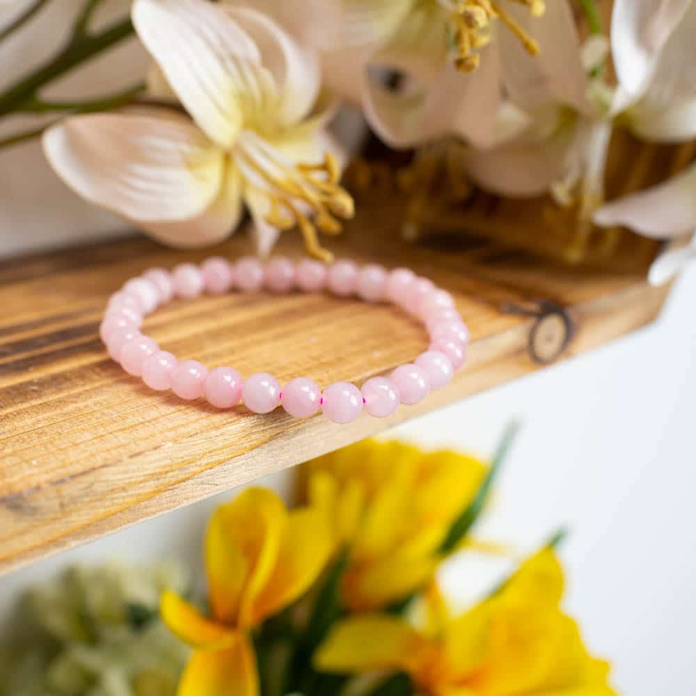 Edelsteen Armband Rozenkwarts (18 cm/ 6 mm Kralen)