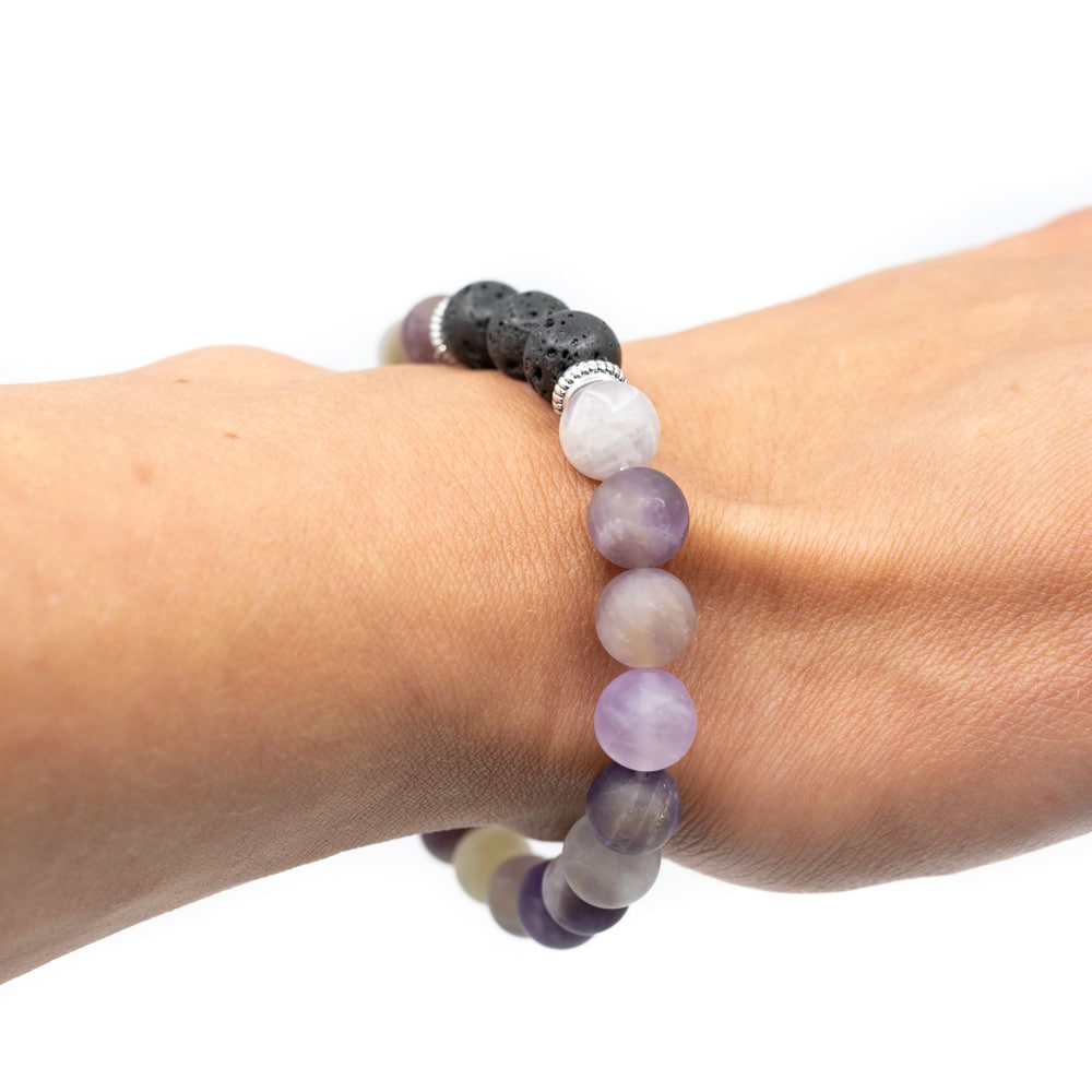 Edelsteen Armband Amethist/ Lavastenen