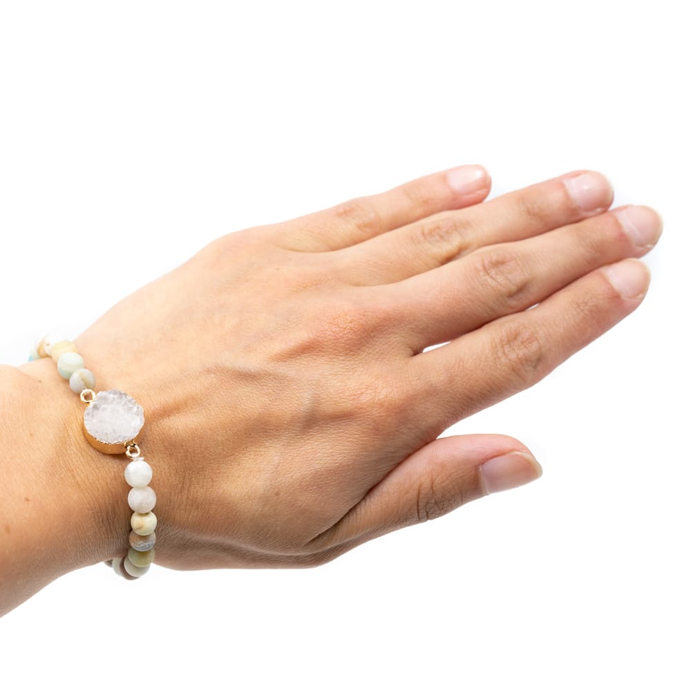 Edelsteen Armband Amazoniet met Kwarts Cluster