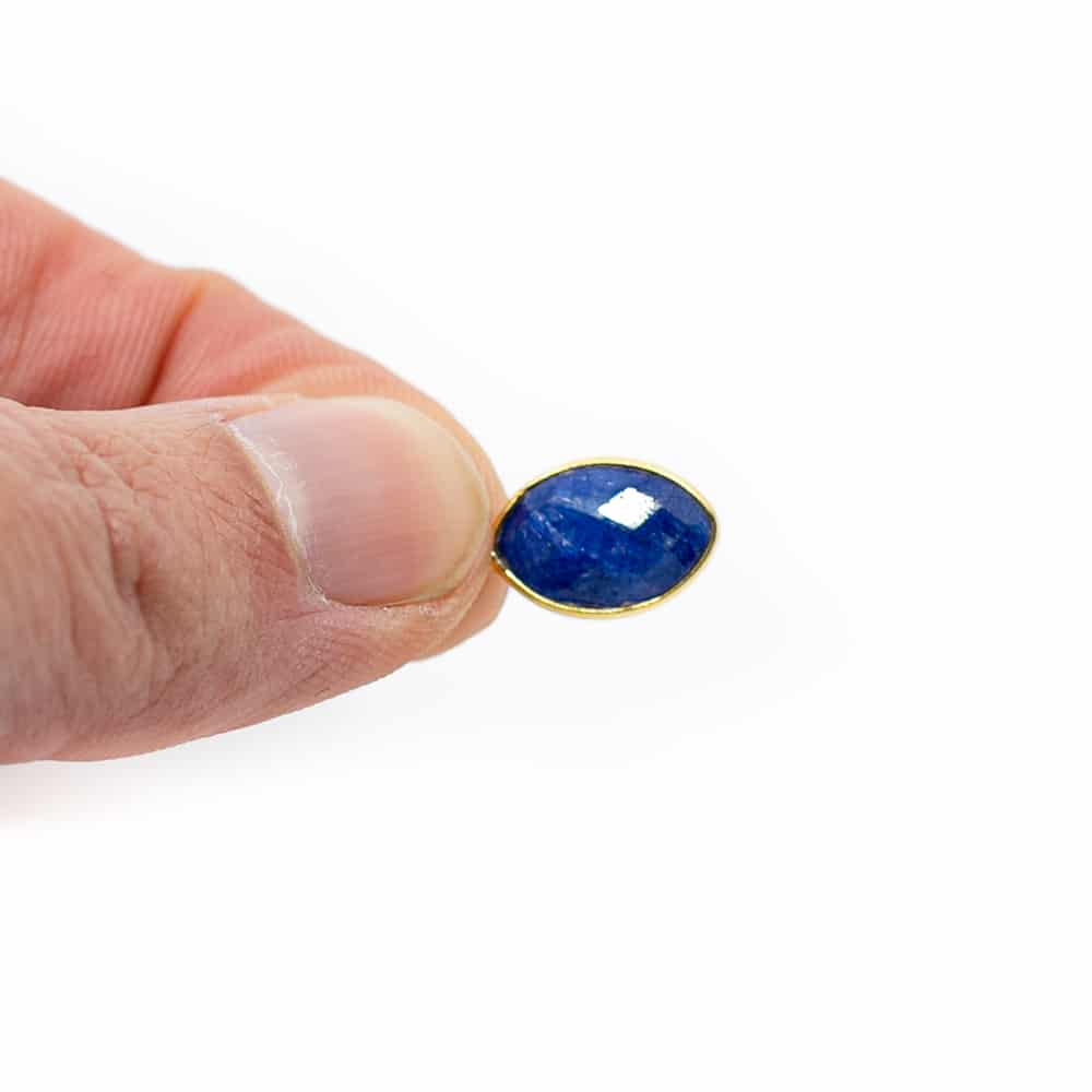 Geboortesteen Hanger September Saffier 925 Zilver & Verguld (12 mm)
