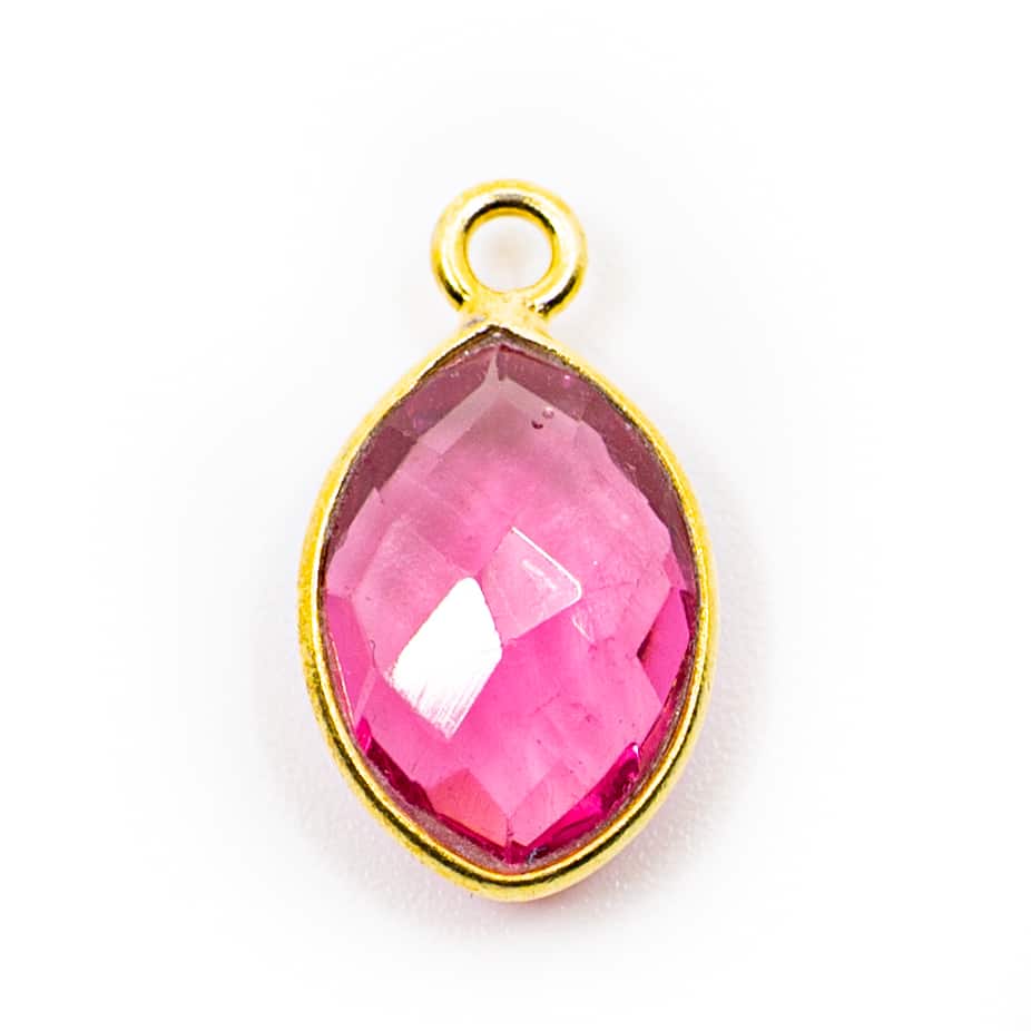Geboortesteen Hanger Oktober Roze Toermalijn 925 Zilver & Verguld (12 mm)