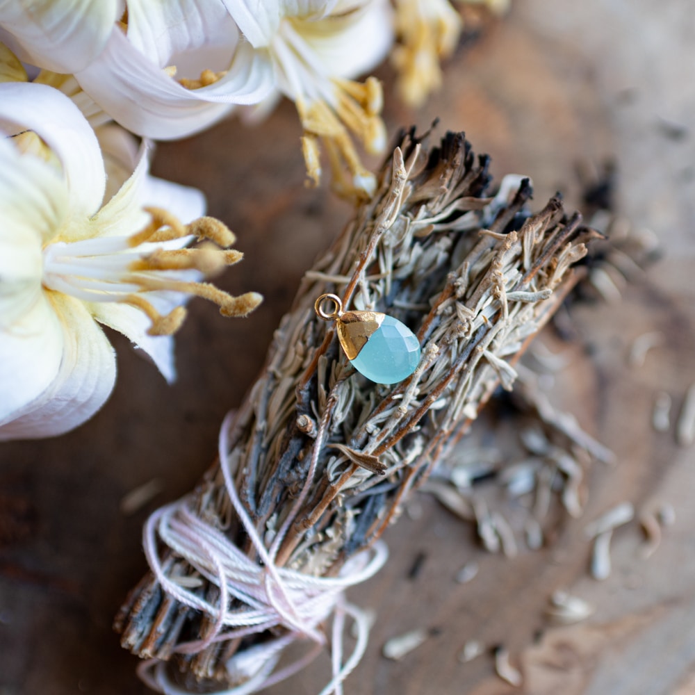 Edelsteenhanger Aqua Chalcedoon Peertje (10 mm)