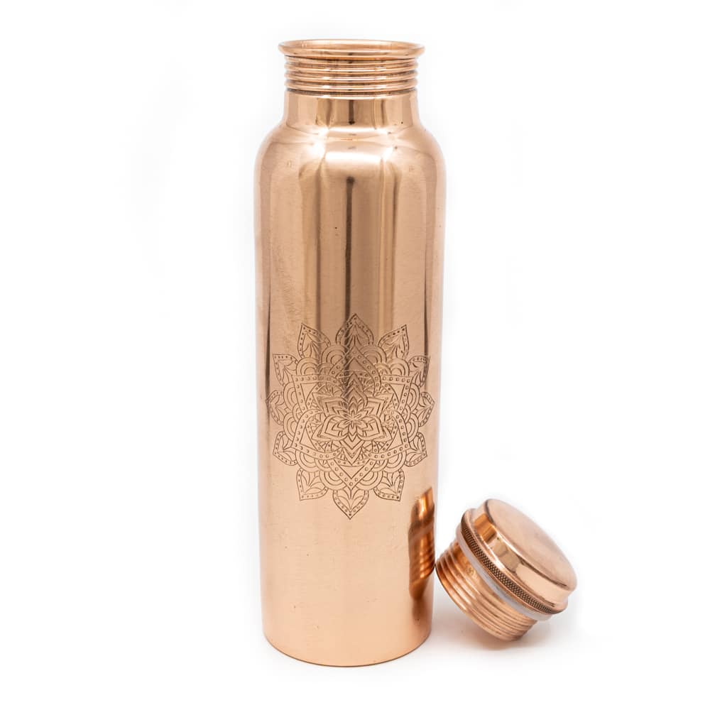 Spiru Koperen Waterfles Mandala Geëtst – 900 ml