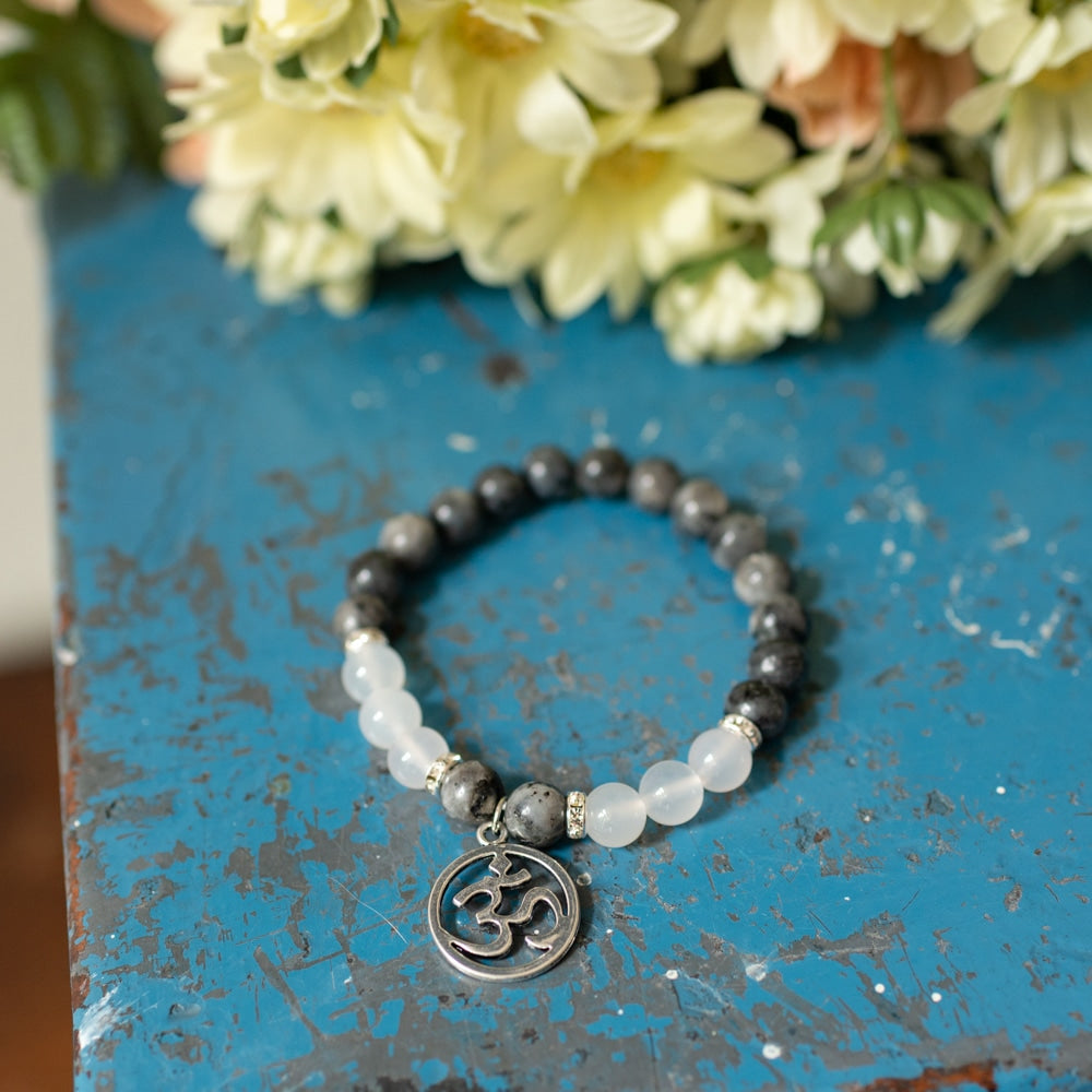 Edelsteen Armband Labradoriet/ Witte Agaat