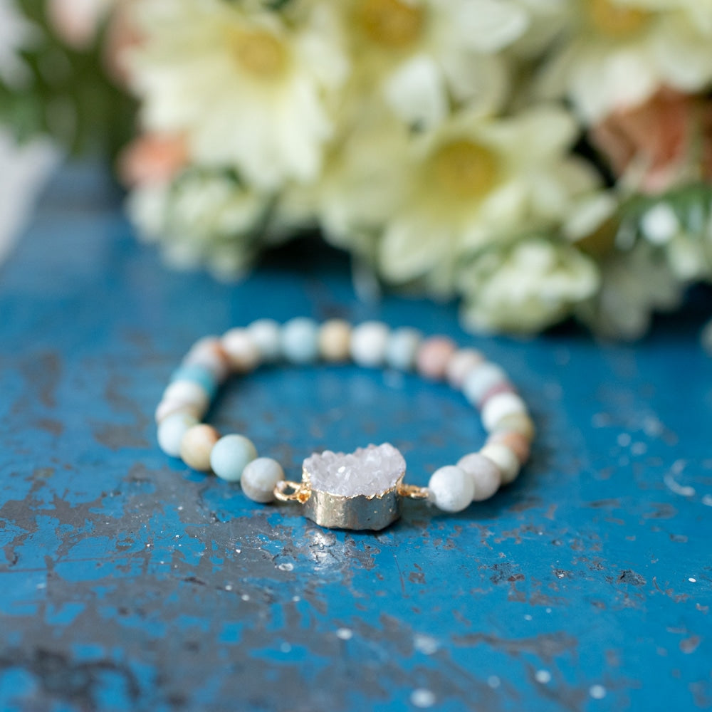 Edelsteen Armband Amazoniet met Kwarts Cluster