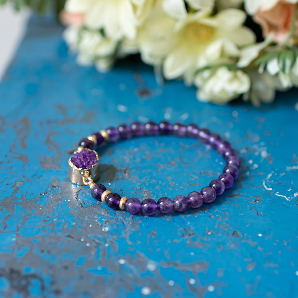 Edelsteen Armband Amethist met Amethist Cluster