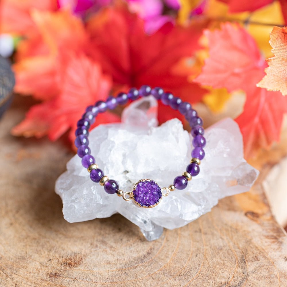 Edelsteen Armband Amethist met Amethist Cluster