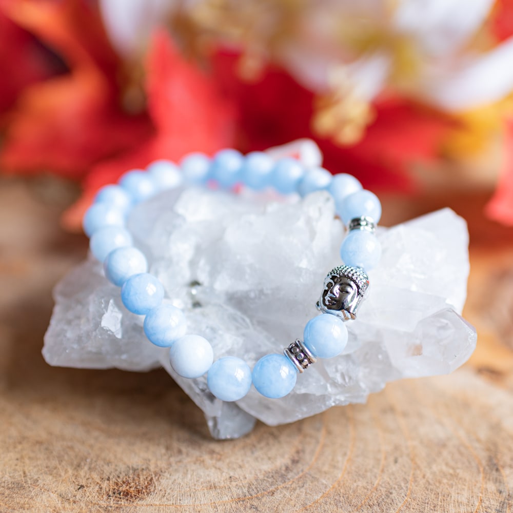 Edelsteen Armband Blauwe Agaat met Boeddha