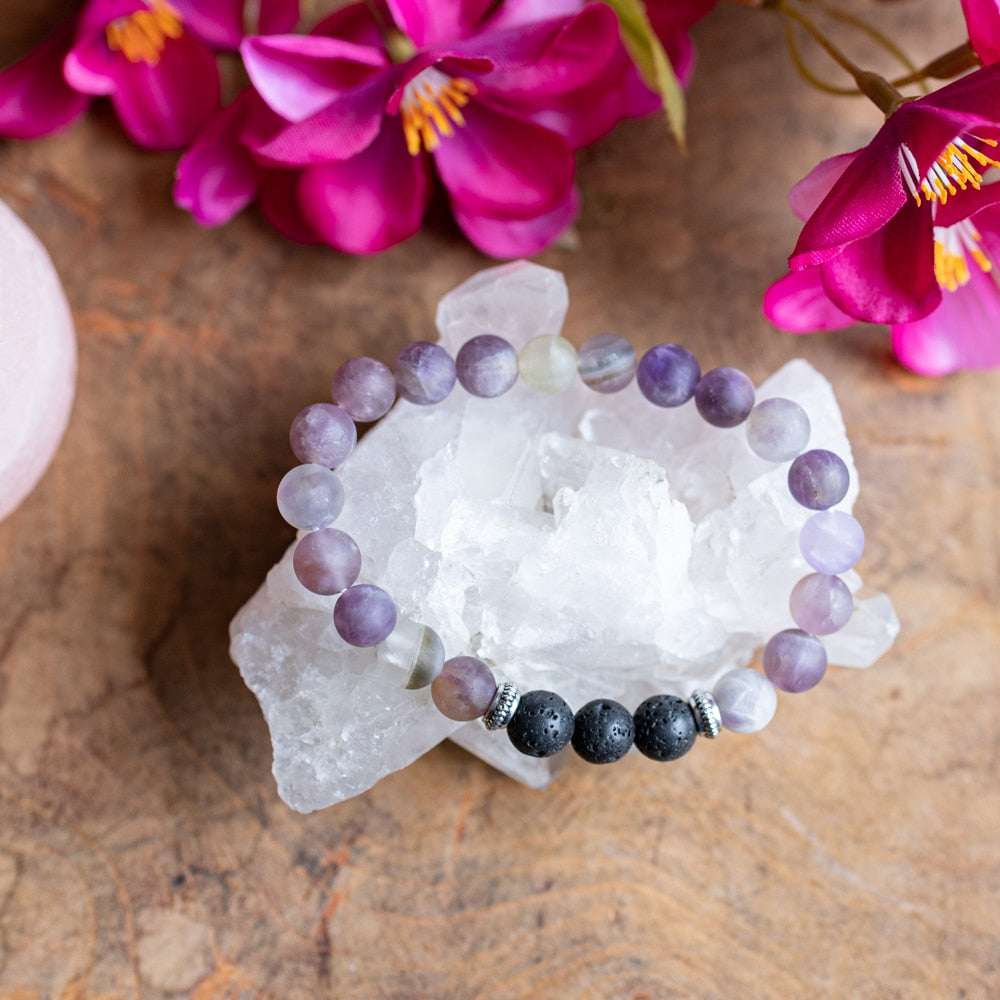 Edelsteen Armband Amethist/ Lavastenen