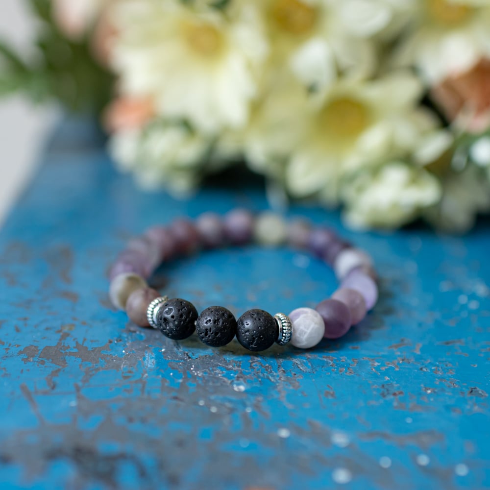 Edelsteen Armband Amethist/ Lavastenen