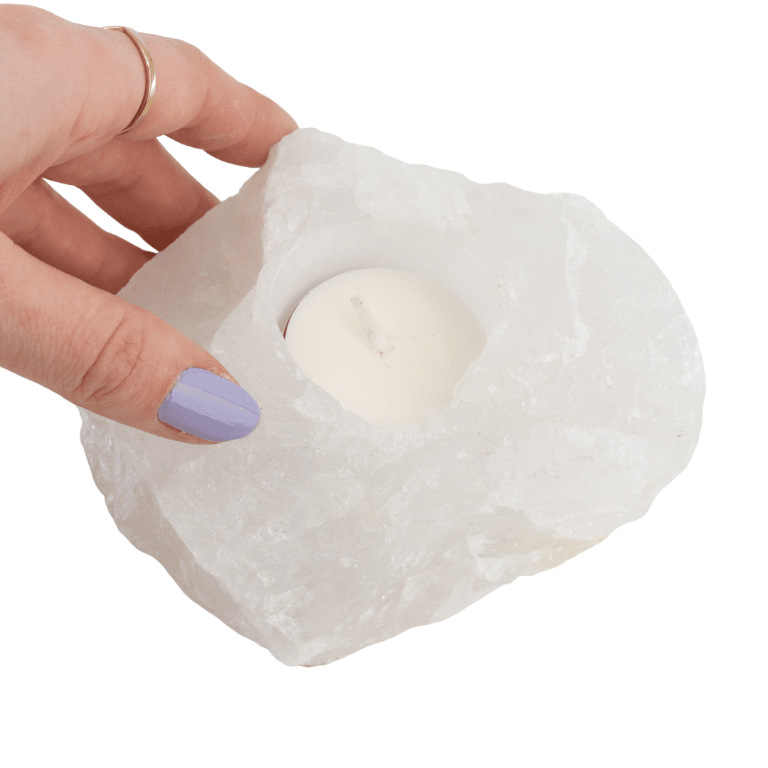 Waxinelichthouder Edelsteen Sneeuwkwarts (ca. 500 ~ 1000 gram)