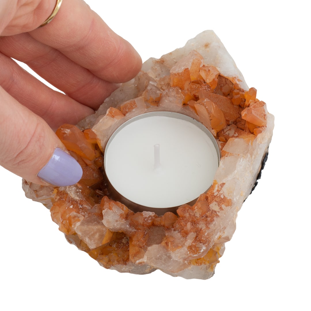 Waxinelichthouder Edelsteen Tangerine Cluster (ca. 200 ~ 500 gram)