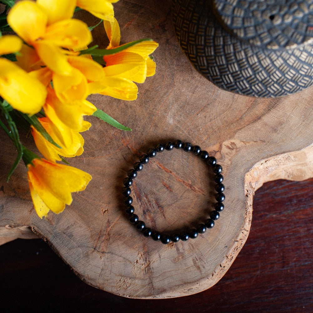 Edelsteen Armband Zwarte Toermalijn (6 mm Kralen)