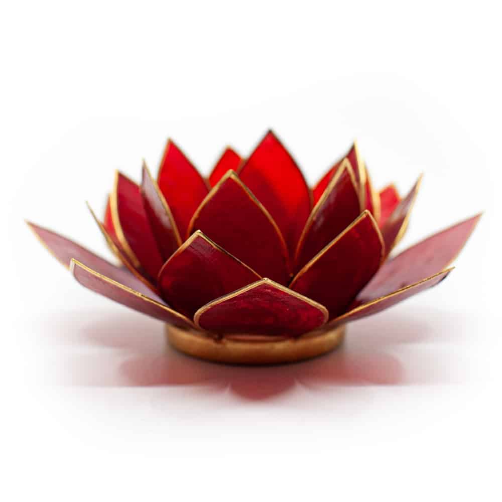 Lotus Sfeerlicht Rood 1e Chakra Goudrand