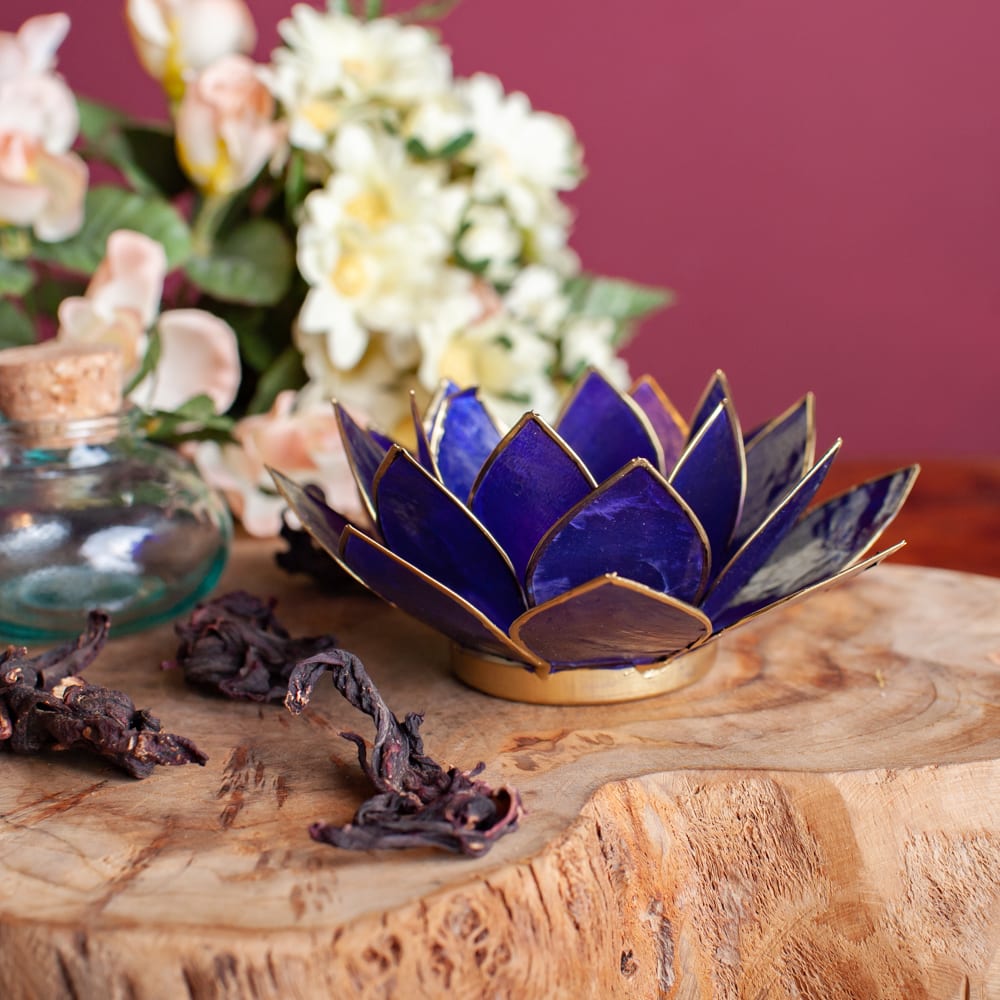 Lotus Sfeerlicht Indigo 6e Chakra Goudrand