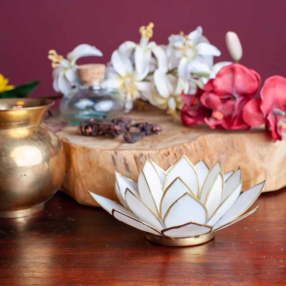 Lotus Sfeerlicht Wit Goudrand