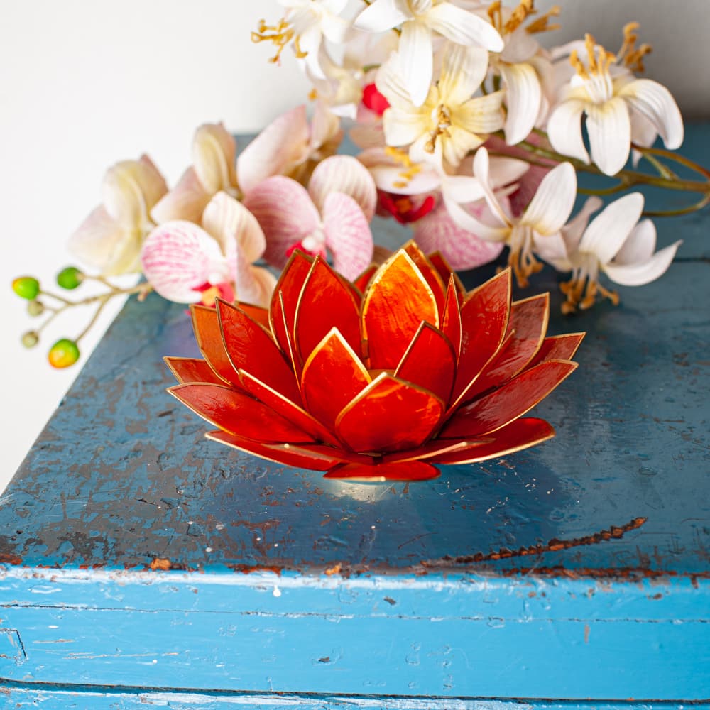 Lotus Sfeerlicht Oranje Goudrand – Deluxe