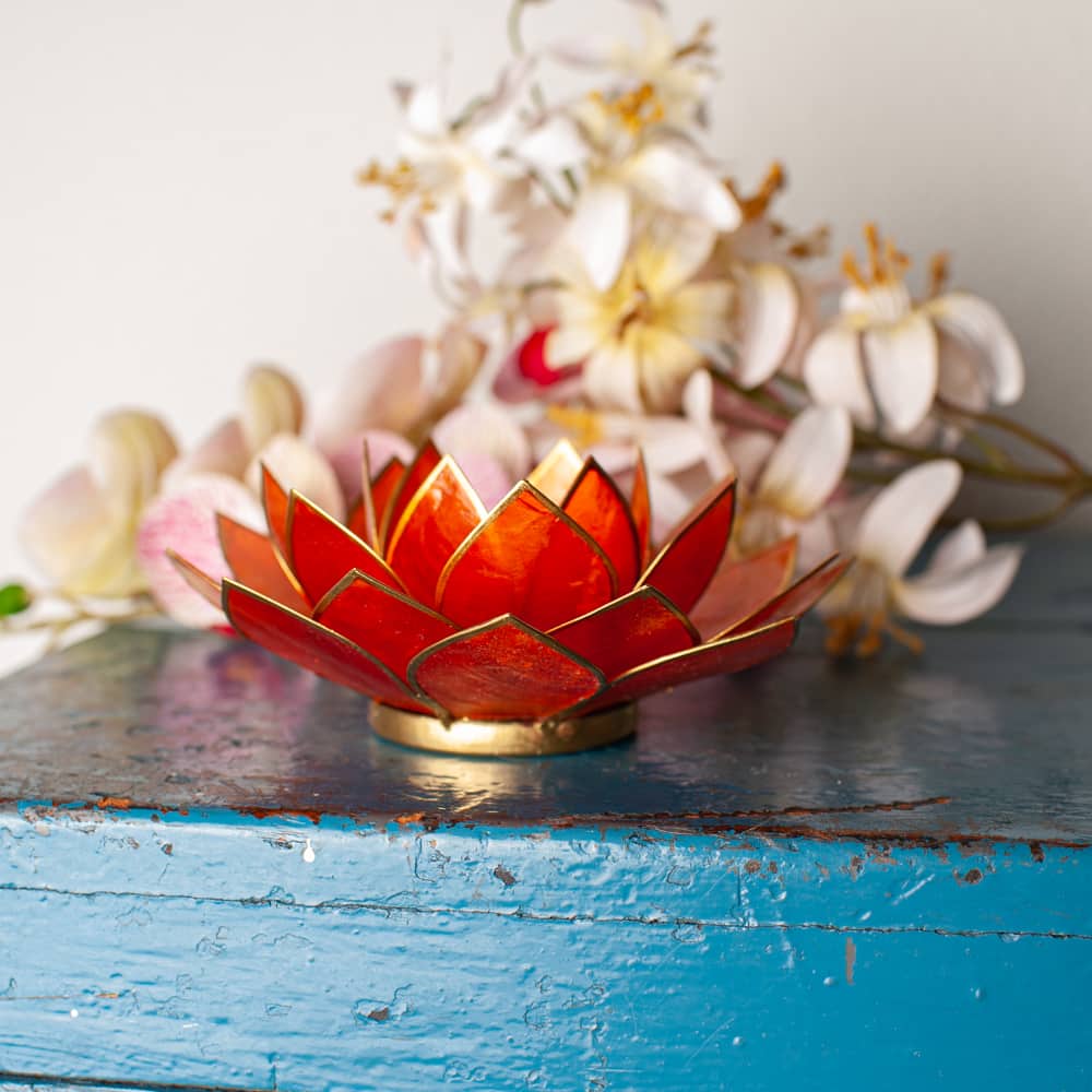 Lotus Sfeerlicht Oranje Goudrand – Deluxe