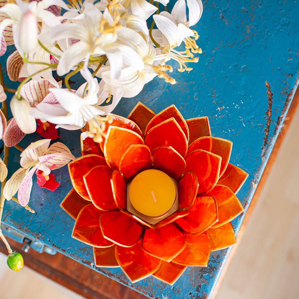 Lotus Sfeerlicht Oranje Goudrand – Deluxe