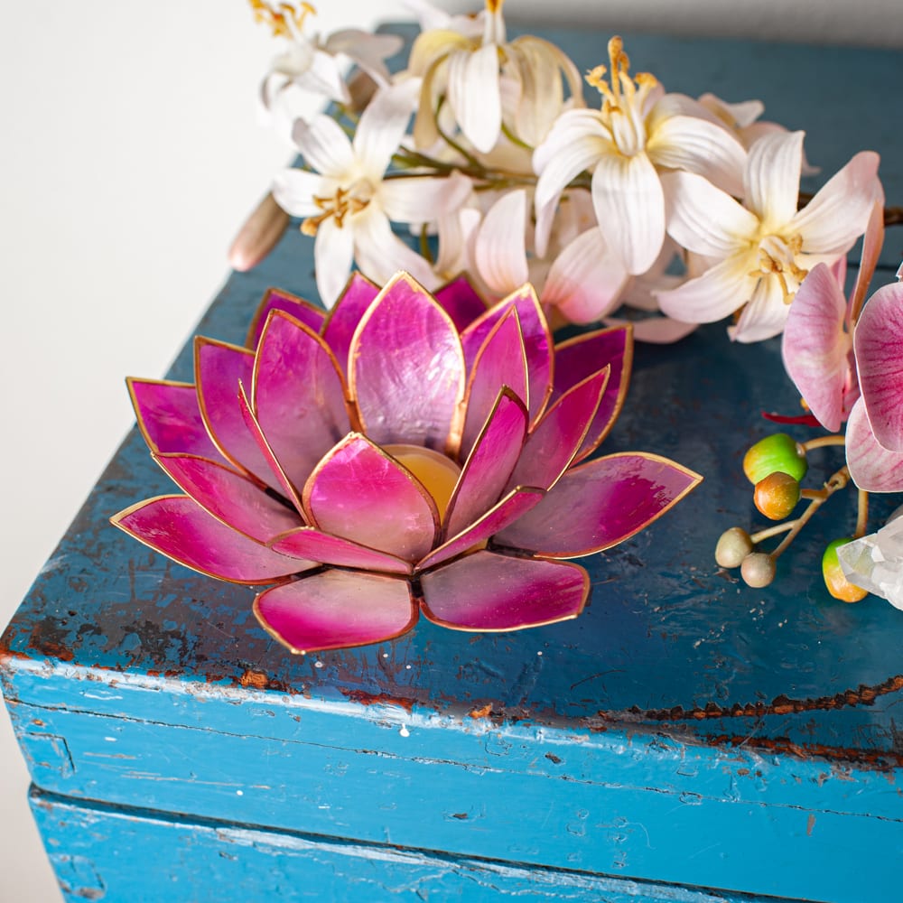 Lotus Sfeerlicht 2-Kleurig Wit / Roze Goudrand