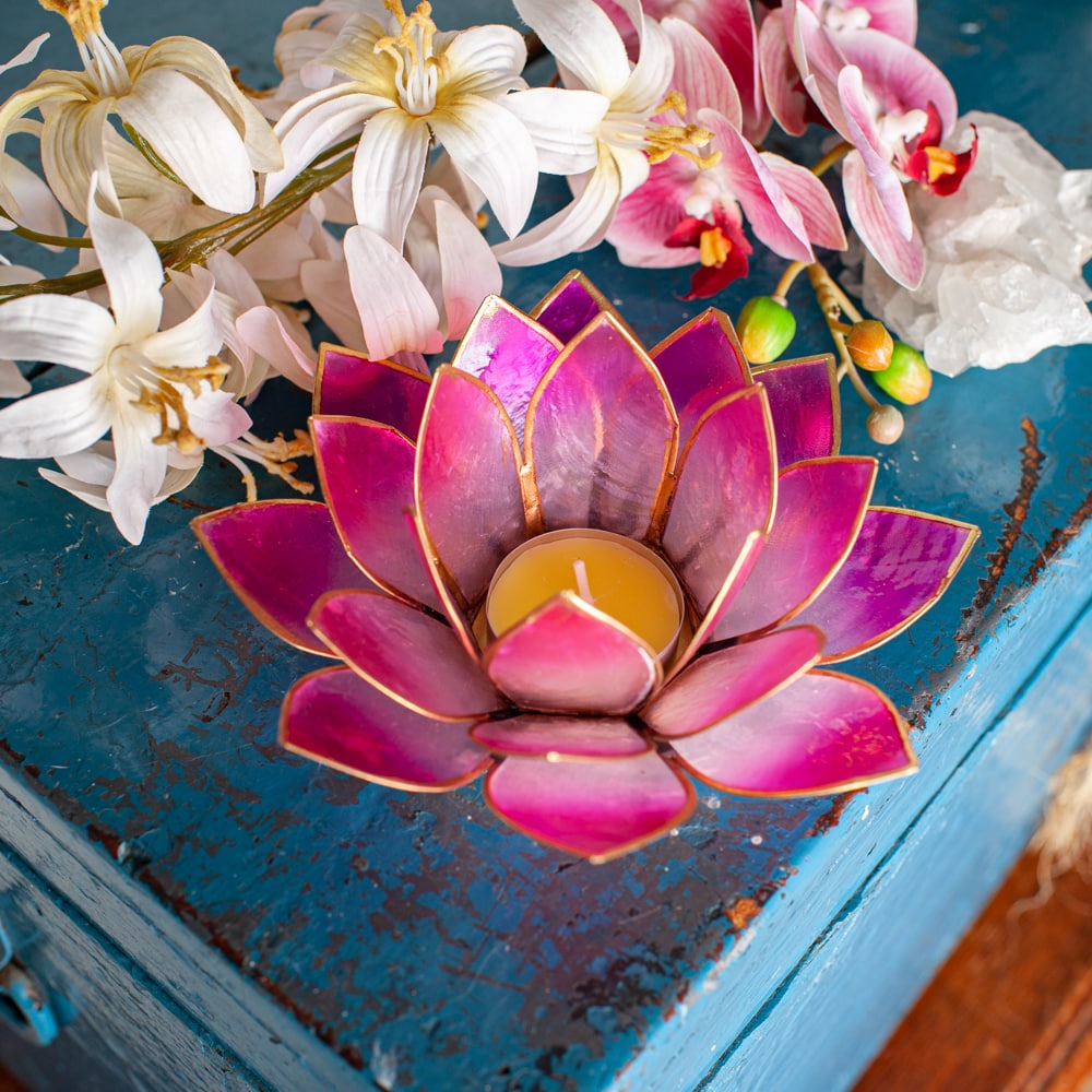 Lotus Sfeerlicht 2-Kleurig Wit / Roze Goudrand