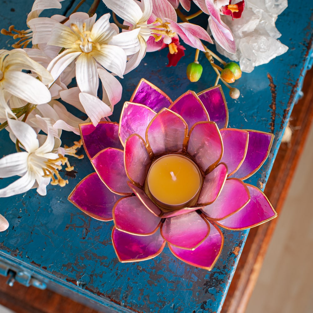 Lotus Sfeerlicht 2-Kleurig Wit / Roze Goudrand