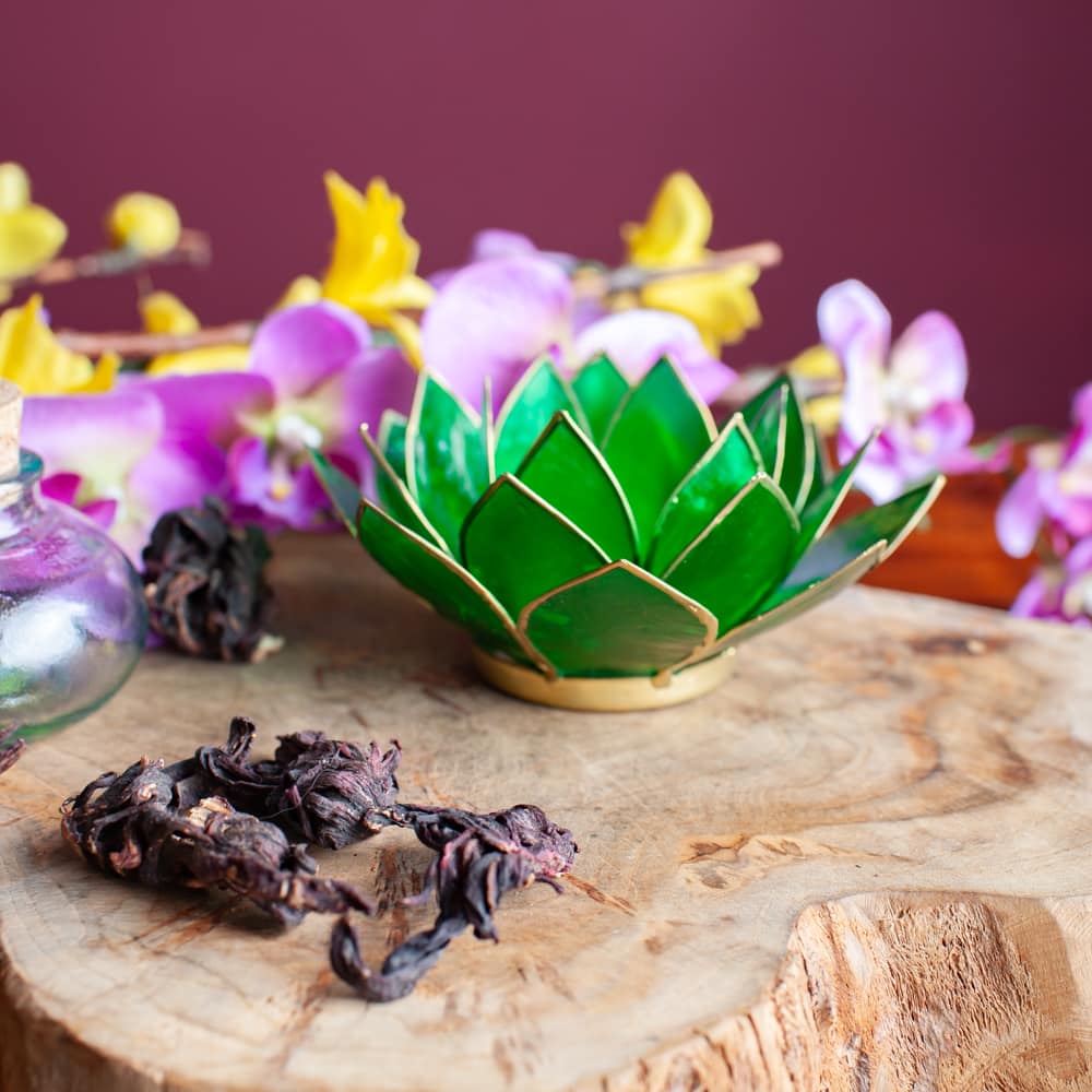 Lotus Sfeerlicht Groen 4e Chakra Goudrand