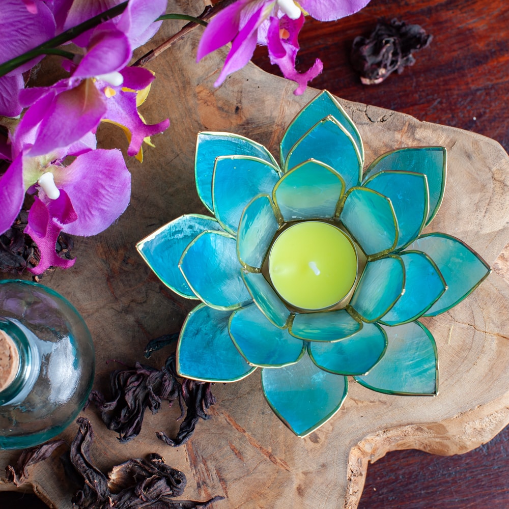 Lotus Sfeerlicht 2-Kleurig Licht Blauw / Blauw Goudrand