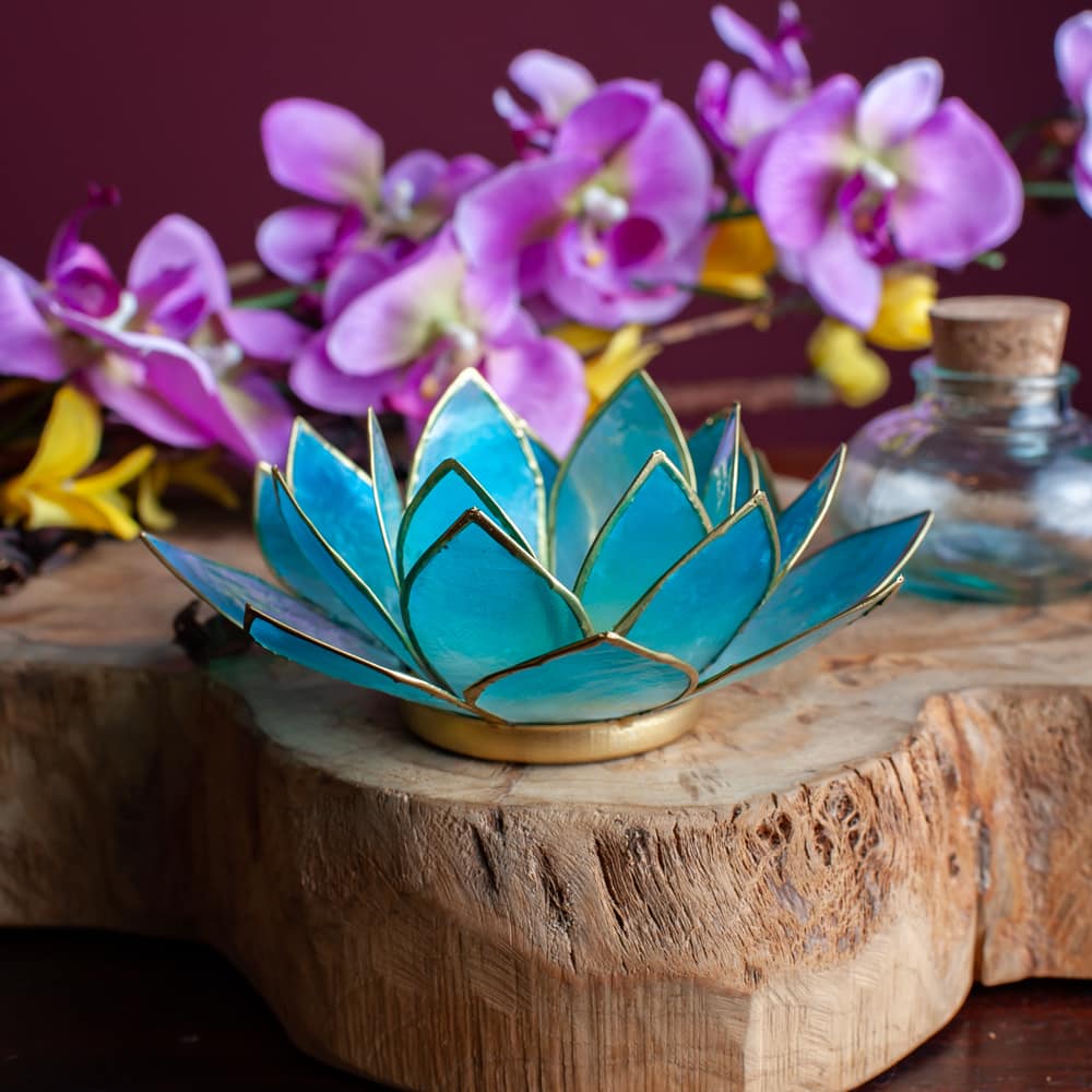Lotus Sfeerlicht 2-Kleurig Licht Blauw / Blauw Goudrand