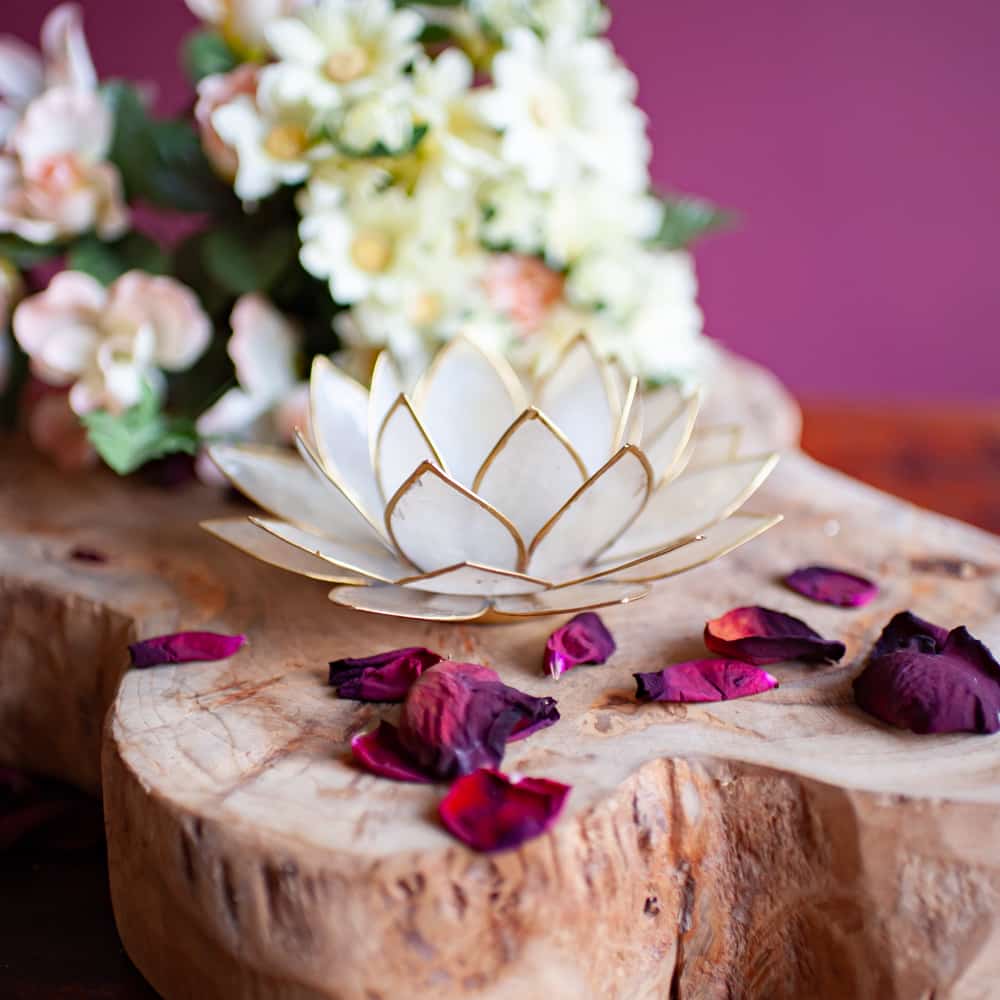Lotus Sfeerlicht Naturel Goudrand – Deluxe