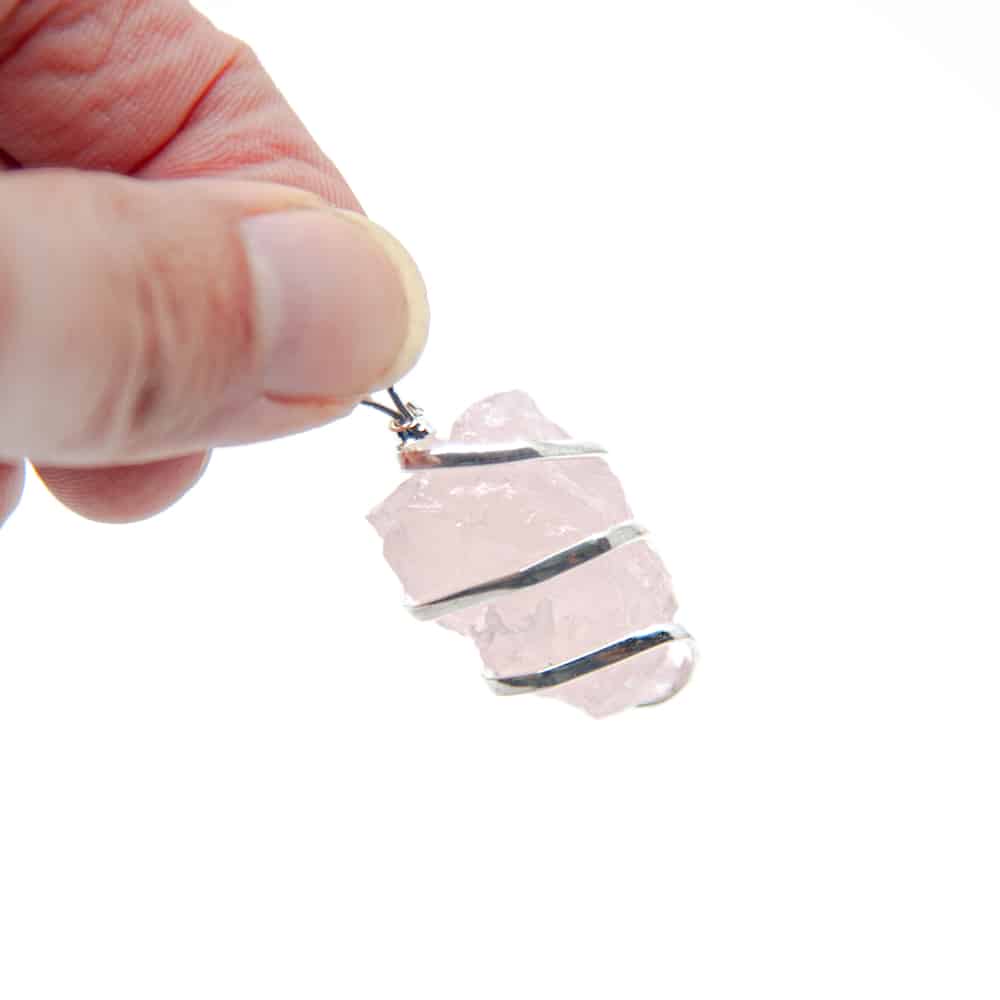 Ruwe Edelsteen Hanger Rozenkwarts Wikkel